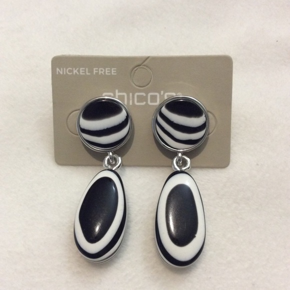 Chico's Black and White Drop Earrings - Picture 3 of 11